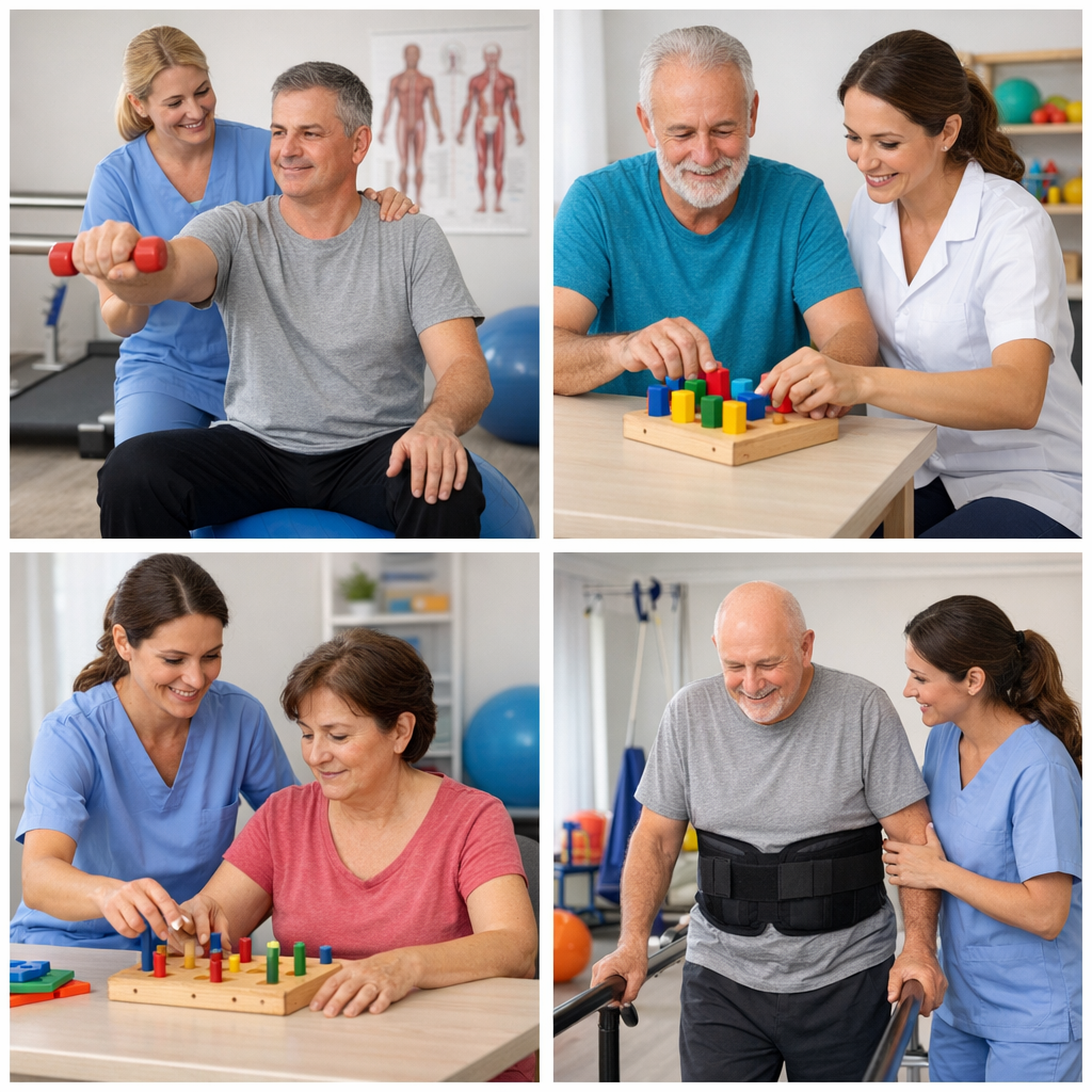 Fiziksel rehabilitasyon yapan yetişkin
